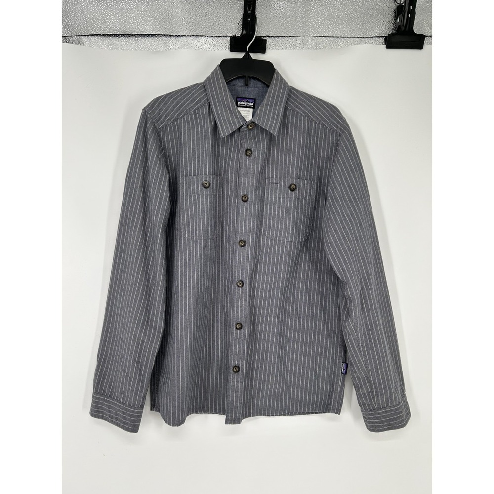 Patagonia Long Sleeve Kiragg Shirt Striped Button Up Blue White Men Medium 52245